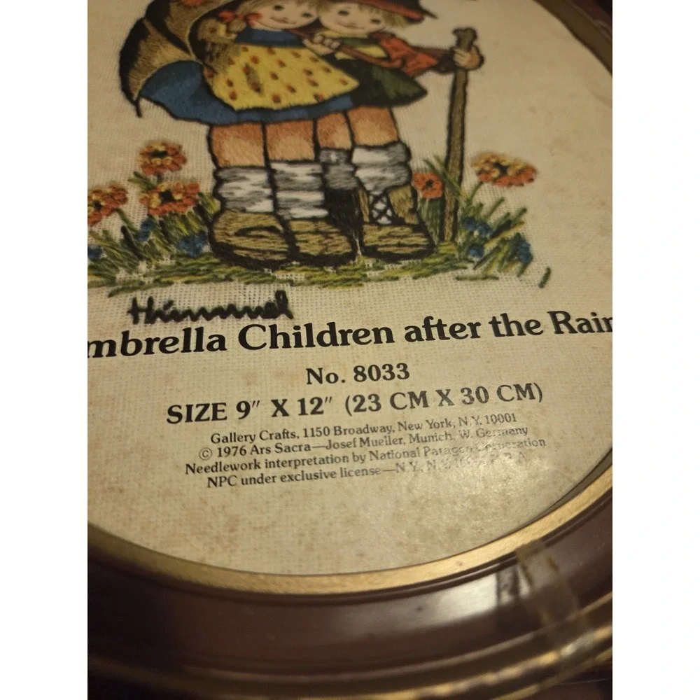 Vtg Paragon Needle Craft Hummel Stitchery Umbrella Children Kit 0364 Unseale 70s